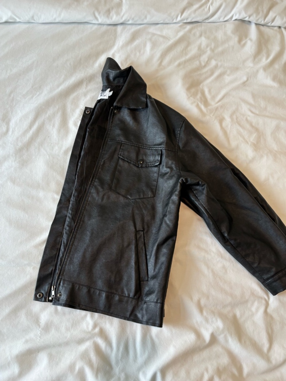 Princess Polly Black Faux Leather Jacket with Zip